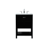 Elegant Lighting Theo 24" Free Standing Single Basin Vanity Set with Cabinet and Engineered Marble Vanity Top Black