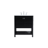 Elegant Lighting Theo 30" Free Standing Single Basin Vanity Set with Cabinet and Engineered Marble Vanity Top Black