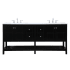 Elegant Lighting Theo 72" Free Standing Double Basin Vanity Set with Cabinet and Engineered Marble Vanity Top Black