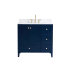 Elegant Lighting Sommerville 36" Free Standing Single Basin Vanity Set with Cabinet, Engineered Marble Vanity Top, and Backsplash Blue