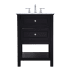 Elegant Lighting Metropolis 24" Free Standing Single Basin Vanity Set with Cabinet and Marble Vanity Top Black
