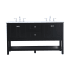 Elegant Lighting Metropolis 60" Free Standing Double Basin Vanity Set with Cabinet and Marble Vanity Top Black