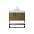 Elegant Lighting Caroline 32" Free Standing Single Basin Vanity Set with Cabinet and Engineered Stone Vanity Top Chestnut Brown