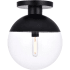 Elegant Lighting Eclipse 12" Wide Semi-Flush Globe Ceiling Fixture Black