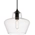 Elegant Lighting Placido Single Light 9-13/16" Wide Mini Pendant with a Glass Shade Black / Clear