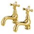 Elements Of Design Double Handle Basin Faucet with American Cross Handles from the St. Louis Collection Polished Brass (PVD)