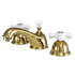 Elements Of Design Double Handle 8" to 16" Widespread Bathroom Faucet with Porcelain Cross Handles from the Chicago Collection Polished Brass (PVD)