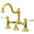 Elements Of Design Double Handle 8" Center Bridge Bathroom Faucet with Porcelain Lever Handles and Drain Assembly Rod from the Chicago Collection Polished Brass (PVD)