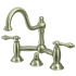 Elements Of Design Double Handle 8" Center Bridge Bathroom Faucet with American Lever Handles and Drain Assembly Rod from the Chicago Collection Satin Nickel