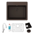 Elkay Quartz Classic 25" Drop-in Single Basin Quartz Kitchen Sink with Deck Mount 1.5 GPM Kitchen Faucet Mocha