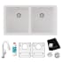Elkay Quartz Classic 33" Undermount Double Basin Quartz Kitchen Sink with Deck Mount 1.5 GPM Kitchen Faucet White