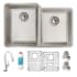 Elkay Lustertone Iconix 31-1/4" Undermount Double Basin Stainless Steel Kitchen Sink with Deck Mount 1.5 GPM Kitchen Faucet Stainless Steel