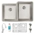 Elkay Lustertone Iconix 31-1/4" Undermount Double Basin Stainless Steel Kitchen Sink with Deck Mount 1.5 GPM Kitchen Faucet Stainless Steel
