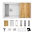 Elkay Quartz Luxe 33" Undermount Single Basin Quartz Composite Workstation Kitchen Sink with Basin Rack, Colander and Cutting Board Arctic Fox