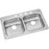 Elkay Dayton 33" Drop In Double Basin Stainless Steel Kitchen Sink 1 Faucet Hole