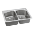 Elkay Lustertone 33" Drop In Double Basin Stainless Steel Kitchen Sink with Basket Strainer 2 Faucet Holes Center Right