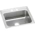 Elkay Lustertone 22" Drop In Single Basin Stainless Steel Kitchen Sink 3 Faucet Holes