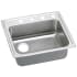 Elkay Gourmet 22" Single Basin Drop In Stainless Steel Kitchen Sink 1 Faucet Hole