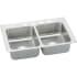 Elkay Lustertone 29" Drop In Double Basin Stainless Steel Kitchen Sink 1 Faucet Hole