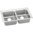Elkay Lustertone 29" Drop In Double Basin Stainless Steel Kitchen Sink 1 Faucet Hole