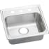 Elkay Gourmet 19" Single Basin Drop In Stainless Steel Kitchen Sink 1 Faucet Hole