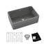 Elkay Fireclay 30" Farmhouse Single Basin Fireclay Kitchen Sink with Basin Rack and Basket Strainer Matte Gray