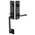 Emtek Rustic Modern Rectangular One Piece Single Cylinder Keyed Entry Handleset from the Sandcast Bronze Collection Flat Black Bronze