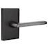 Emtek Helios Left Handed Privacy Door Lever Set with Modern Rectangular Rose Flat Black