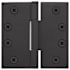 Emtek 4" x 4" Solid Brass Heavy Duty Square Corner Plain Bearing Door Hinge - Pair Flat Black