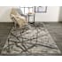 Feizy Splash 4-1/4' x 6-1/4' Cotton and Jute Vintage Abstract Area Rug From the Bella Collection Charcoal / Gray