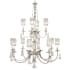 Fine Art Handcrafted Lighting Eaton Place Silver Twelve-Light Two-Tier Chandelier with Channel-Set Crystal Diffusers and Crystal Accents Muted Silver Leaf