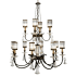 Fine Art Handcrafted Lighting Eaton Place Twelve-Light Two-Tier Chandelier with Channel-Set Crystal Diffusers and Crystal Accents Rustic Iron