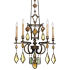 Fine Art Handcrafted Lighting Encased Gems Five-Light Single-Tier Chandelier with Multi-Color Crystal Accents Bronze Patina with Multicolor Crystal