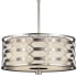 Fine Art Handcrafted Lighting Allegretto Silver 24" Diameter Three-Light Drum Pendant with White Textured Linen Shade Silver Leaf