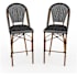 Flash Furniture Lily Pond 2 Piece Aluminum and Rattan Bar Stool Set Black and White / Natural