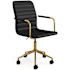 Flash Furniture Taytum 26" Wide Metal Framed Faux Leather Office Chair Black / Gold