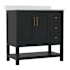 Flash Furniture 36" Free Standing Single Basin Vanity Set with Cabinet and Stone Vanity Top Black / Gold