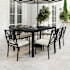 Flash Furniture Lily Pond 9 Piece Steel Framed Outdoor Dining Set with Umbrella Hole Black