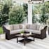 Flash Furniture Bedford 5 Piece Rattan Framed Outdoor Sectional Conversation Set Brown