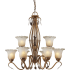 Forte Lighting 30Wx30H 9 Light 2 Tier Chandelier Rustic Sienna