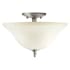 Forte Lighting 2 Light 13" Wide Semi-Flush Bowl Ceiling Fixture with White Glass Shade Brushed Nickel