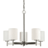 Forte Lighting 5 Light 23" Wide Pillar Candle Chandelier with White Glass Shades Brushed Nickel