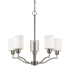 Forte Lighting 5 Light 25" Wide Pillar Candle Chandelier with White Glass Shades Brushed Nickel