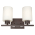 Forte Lighting 2 Light 13" Wide Bathroom Vanity Light with Satin Opal Glass Shades Antique Bronze