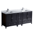 Fresca Oxford 72" Free Standing Vanity Set with Wood Cabinet, Quartz Vanity Top, and Dual Undermount Sinks Espresso