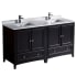 Fresca Oxford 60" Free Standing Vanity Set with Wood Cabinet, Quartz Vanity Top, and Dual Undermount Sinks Espresso