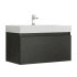 Fresca Mezzo 36" Wall Mounted Single Basin Vanity Set with Wood Cabinet and Stone Vanity Top Black