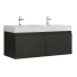 Fresca Mezzo 47" Wall Mounted Double Basin Vanity Set with Wood Cabinet and Stone Vanity Top Black