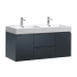 Fresca Valencia 48" Wall Mounted Double Basin Vanity Set with Cabinet and Acrylic Vanity Top Dark Slate Gray