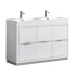 Fresca Valencia Double Vanity Set with Wood Cabinet and Acrylic Vanity Top Glossy White